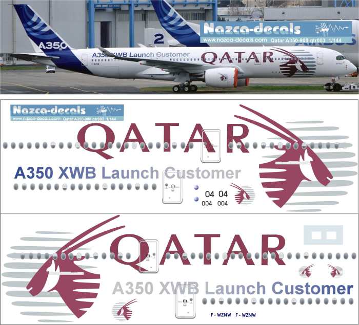 1:144 PAS-Decals #350-02 Airbus A350 Qatar Decal 